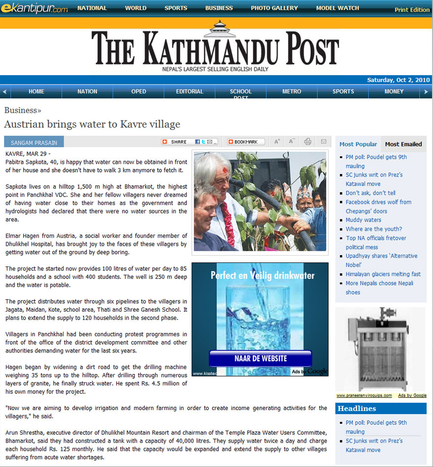 Zeitungsartikel der Kathmandu Post